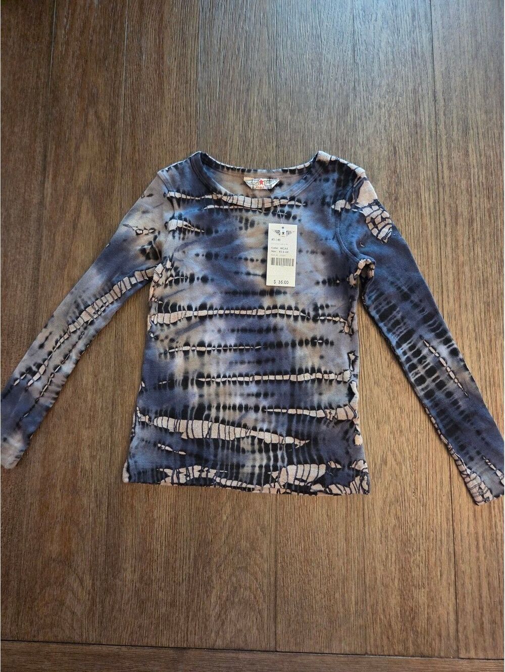 Girls Hard Tail Forever Tie Dye Long Sleeve Top Blue Gray Black Y2K NWT size 6